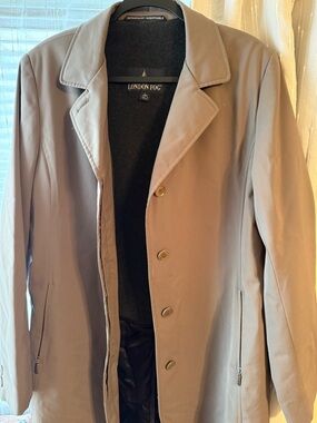 London Fog Women’s Beige Taupe Trench Coat with Button Front Mid-Length